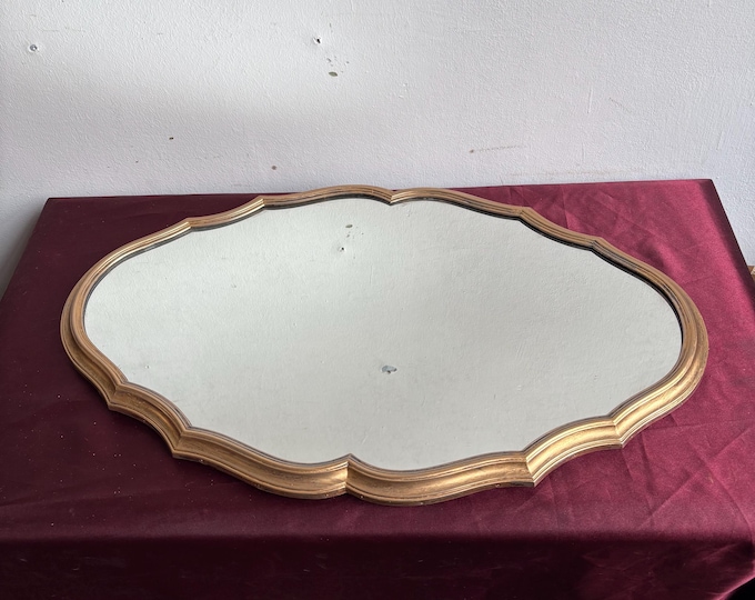 Vintage Mirror Tray, Vintage Vanity Tray, Glass and Wood Accent, Decorative Home Accessory, Gift for Her, Gold Finish Decor