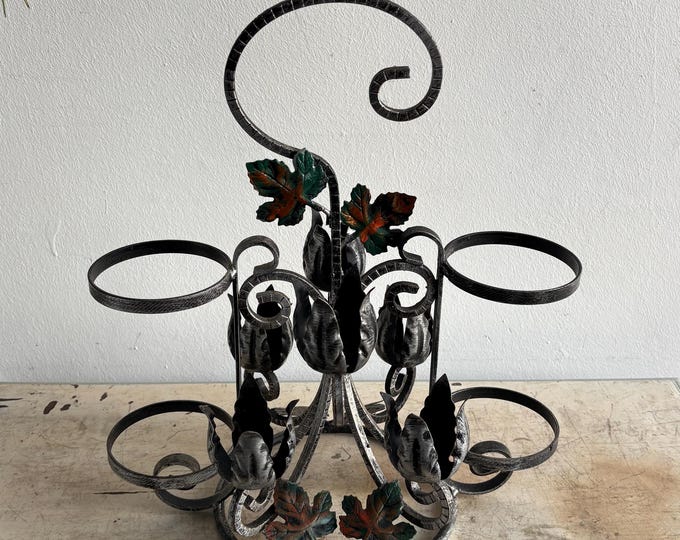 Wrought Iron Vintage Bottle Stand, Rustic Farmhouse Decor, Wine Storage Organizer, Vintage Wine Rack