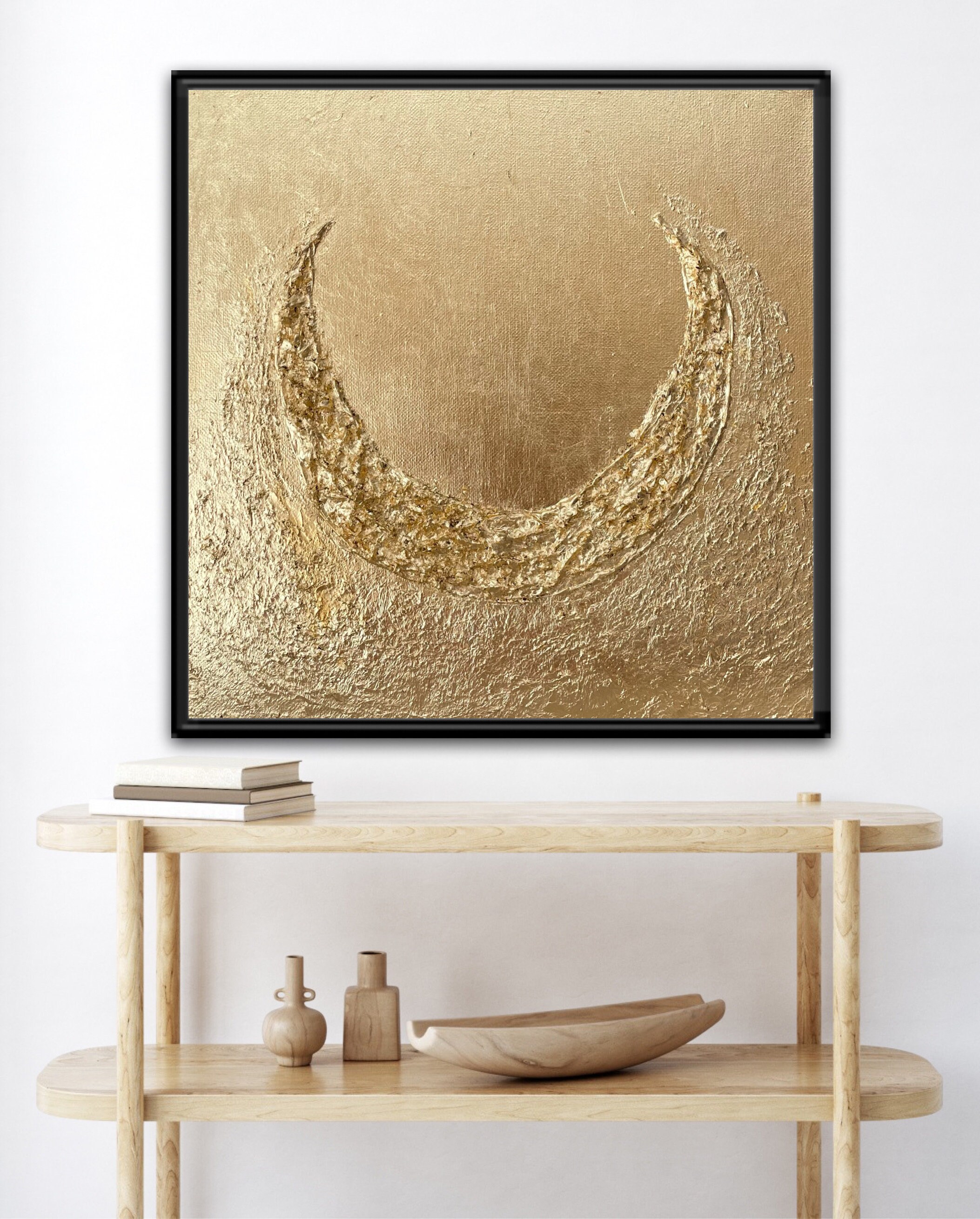 Wabi Sabi Art, Japanese Wall Hanging, Round Wall Art, Gold Wall Art ...