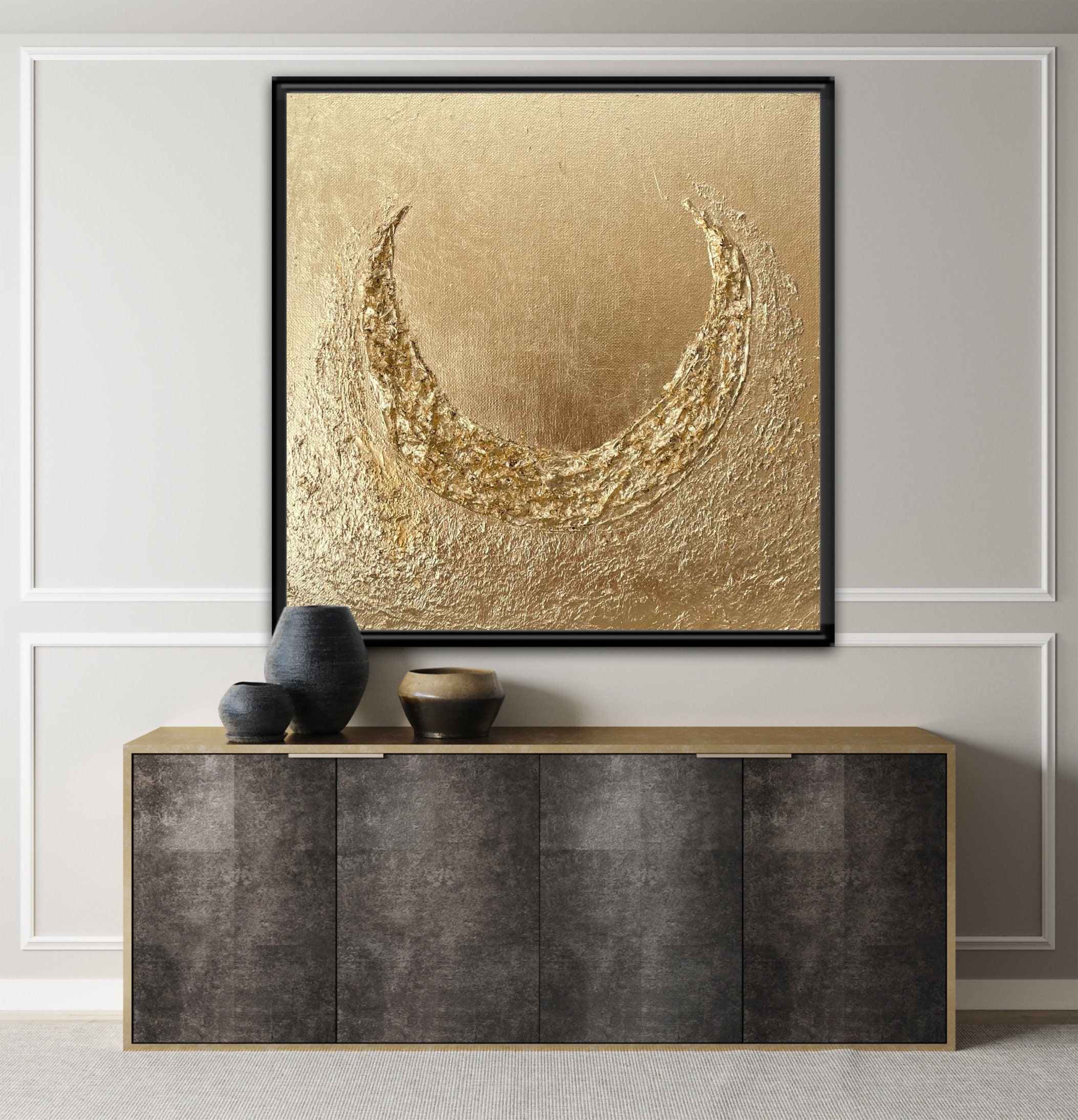 Wabi Sabi Art, Japanese Wall Hanging, Round Wall Art, Gold Wall Art ...