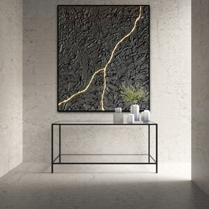 Peinture japonaise, Kintsugi, Peinture doree, Tableau noir, Japonais, Art japonais,Deco cuivre image 8