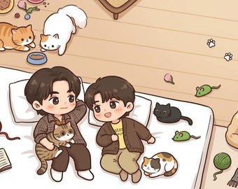 BL Romance Novel | Cat For Cash + Bonus Printable Sticker - English (PDF Download)