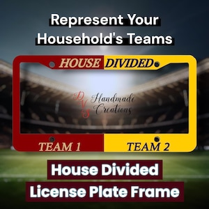House Divided License Plate Frame: Sublimation Printed Car Accessory