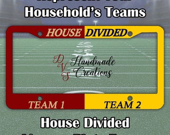 House Divided License Plate Frame: Custom Rivalry Car Accessory