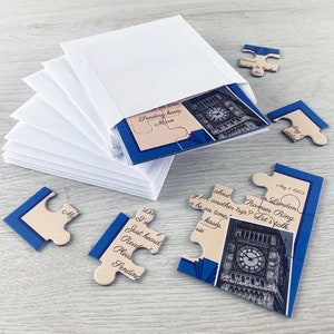 Biglietti d'invito per matrimoni o feste di compleanno - Puzzle con carte. Invito elegante per i tuoi ospiti al tuo evento