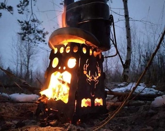 Hobo stove stainless steel. Deer symbols. Big. Melontools