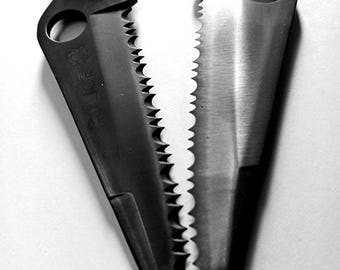 Knives Full Serrated Black with PVD coating. Melontools