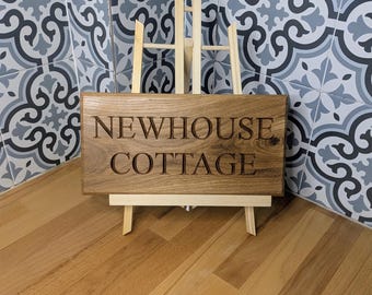 Personalised CNC Carved Scottish Oak House Sign, Custom Engraved UK Handmade Name Plaque