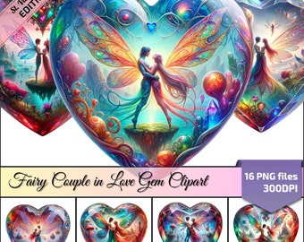 Heart gemstone PNG, Fantasy ClipArt Set Digital Scrapbook Kit, Printable Fantasy Junk Journal Decor, Romantic Scrapbook Valentine's Day Gift