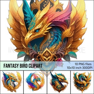 Fantasy Birds Clipart PNG, Digitaal Scrapbook, Magic Paper Craft Kit, Mystic Birds Junk Journal Pagina, Badge Clipart, Papier afdrukbaar