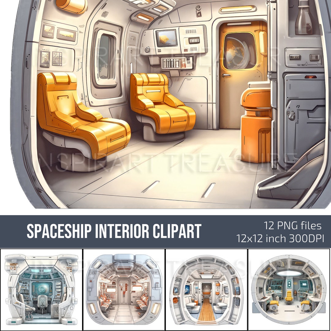 Sci-fi Clipart Space 01, Watercolor Spaceship Interior Clipart ...