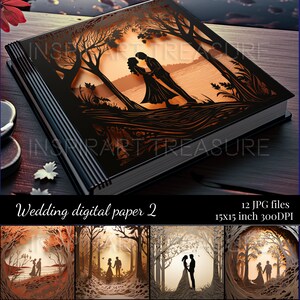 Romantische Hochzeitskunst, Papierkunst Junk Journal Seite, Love Paper Kit, Hochzeitseinladung, Hochzeitskunst für Digitales Scrapbooking