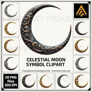Croissant de lune mystique PNG impression lune céleste Clipart art symbole mystique lune réaliste pour projets de bricolage pour amateurs d'art symbolisme lunaire