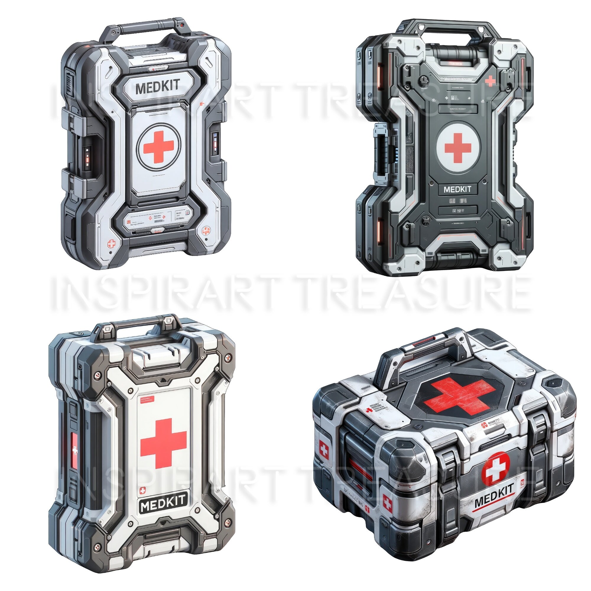 Medical Supply Bag Clipart, Watercolor Medkit Clipart, Junk Journal