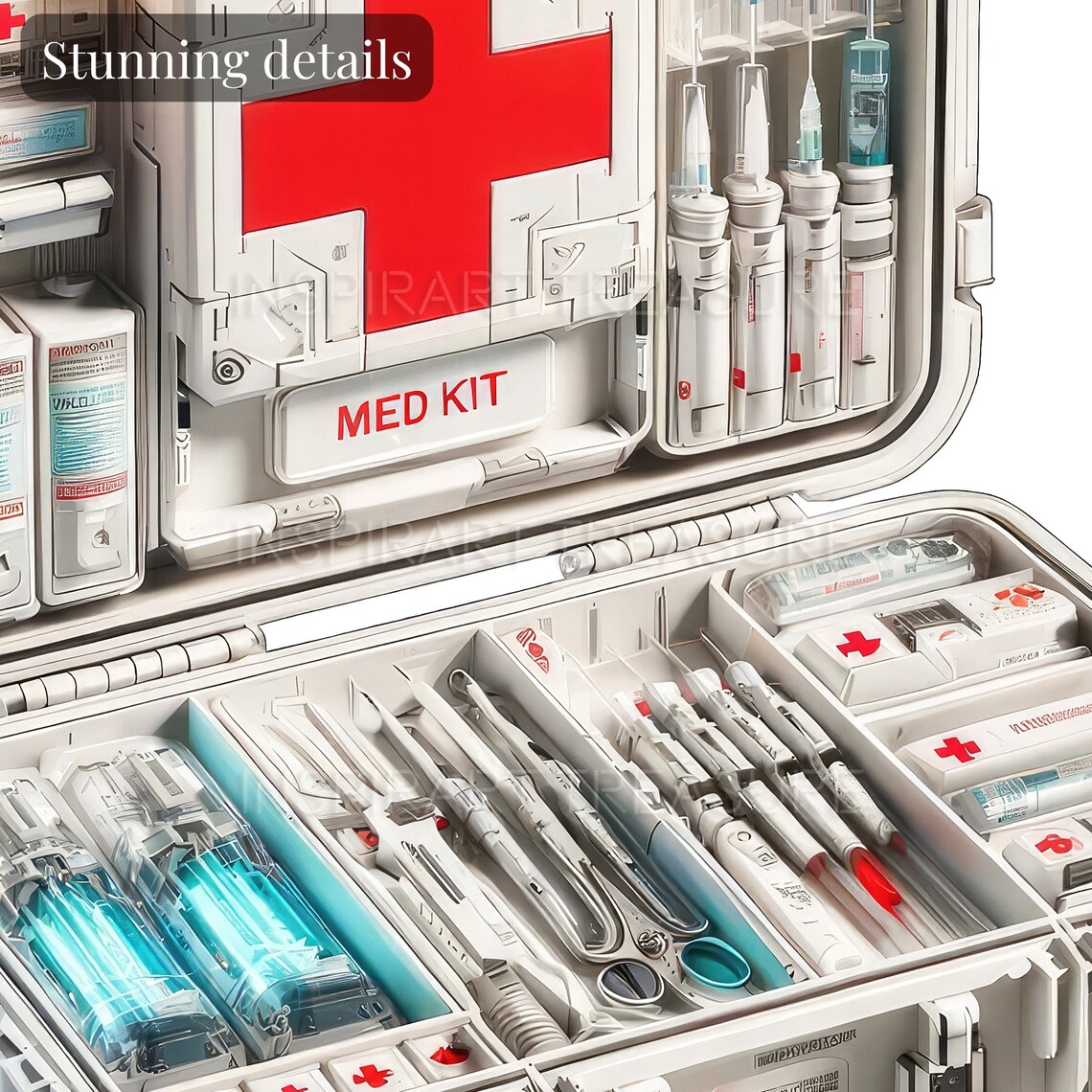 Medical Supply Bag Clipart, Watercolor Medkit Clipart, Junk Journal