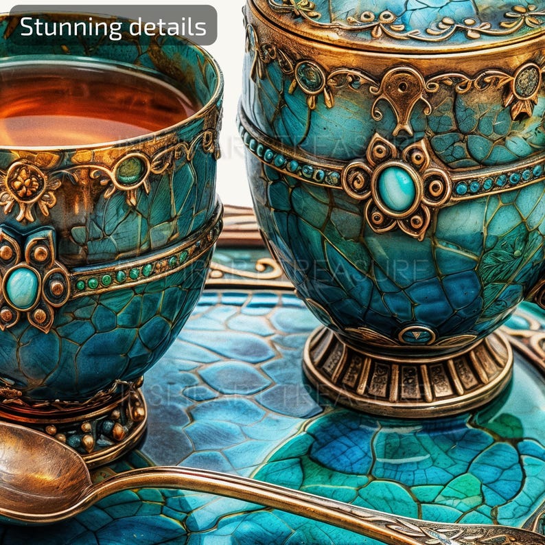 Fantasy Tea Set Clipart, Pretty Medieval Tea Party Cup Bulk Art ...