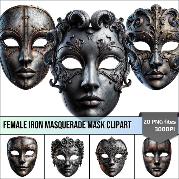 Iron Masquerade Mask Clipart PNG Carnival Masks for Woman, Ideal for DIY Projects or Carnival Decoration Perfect Gift for Carnival Lovers