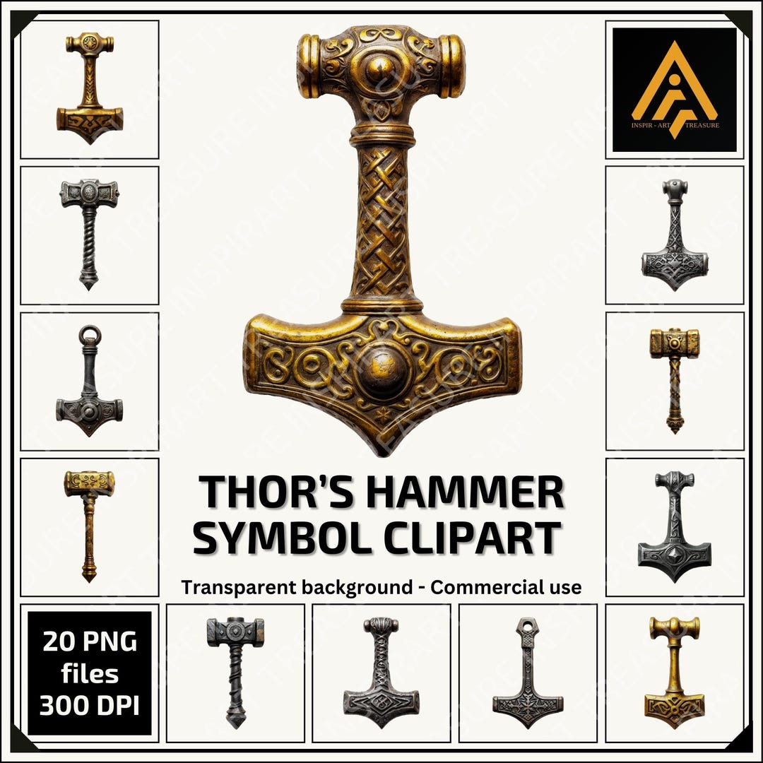 Digital Thor's Hammer PNG Mjölnir Thor Hammer PNG Printable Norse ...