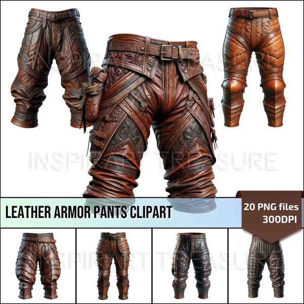 Fantasy Leather Armor Pants Clipart Combat Pants for Men Fantasy Medieval Archery Equipment for DIY Project Perfect Gift for Medieval Lovers