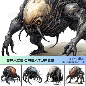 Clipart d’insectes fantaisistes, illustrations extraterrestres cosmiques, artisanat de bricolage, art numérique mystique, graphiques astraux, illustrations extraterrestres astrales