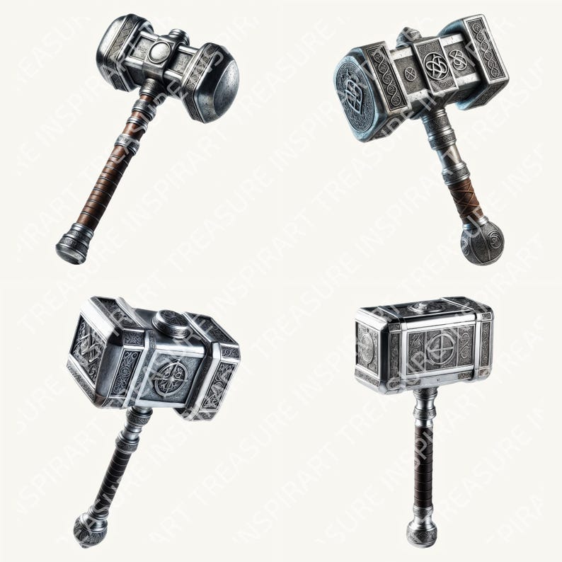 Silver War Hammer Clipart PNG Medieval Weapon Fantasy Combat Ready