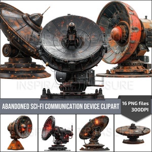 Sci-Fi clipart verlaten satelliet radiotoren, communicatieapparaat clipart, verkenning van de ruimte, radio-operator cadeau, doe-het-zelfprojecten