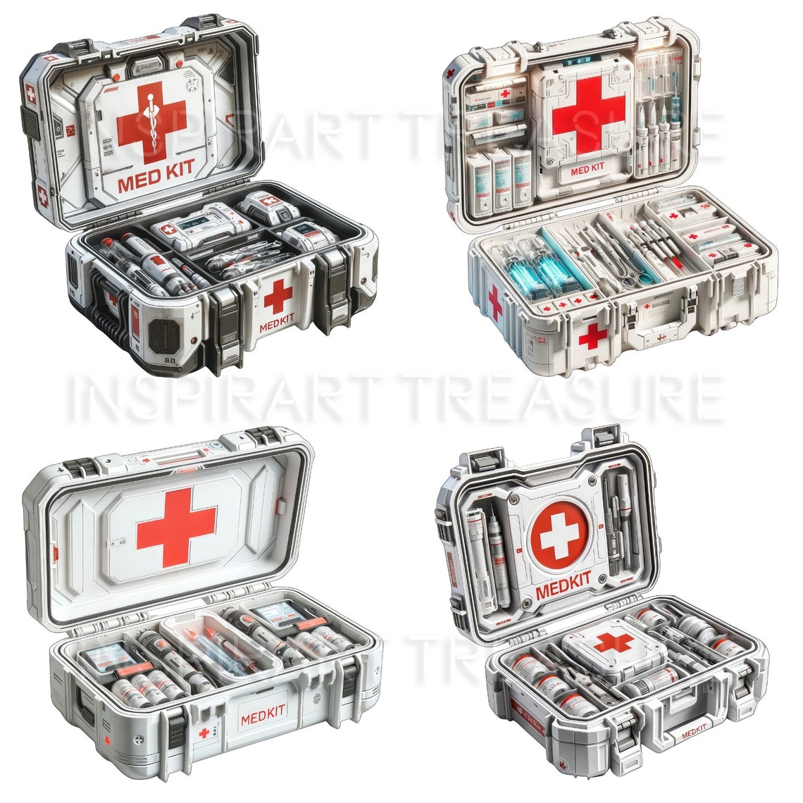 Medical Supply Bag Clipart, Watercolor Medkit Clipart, Junk Journal