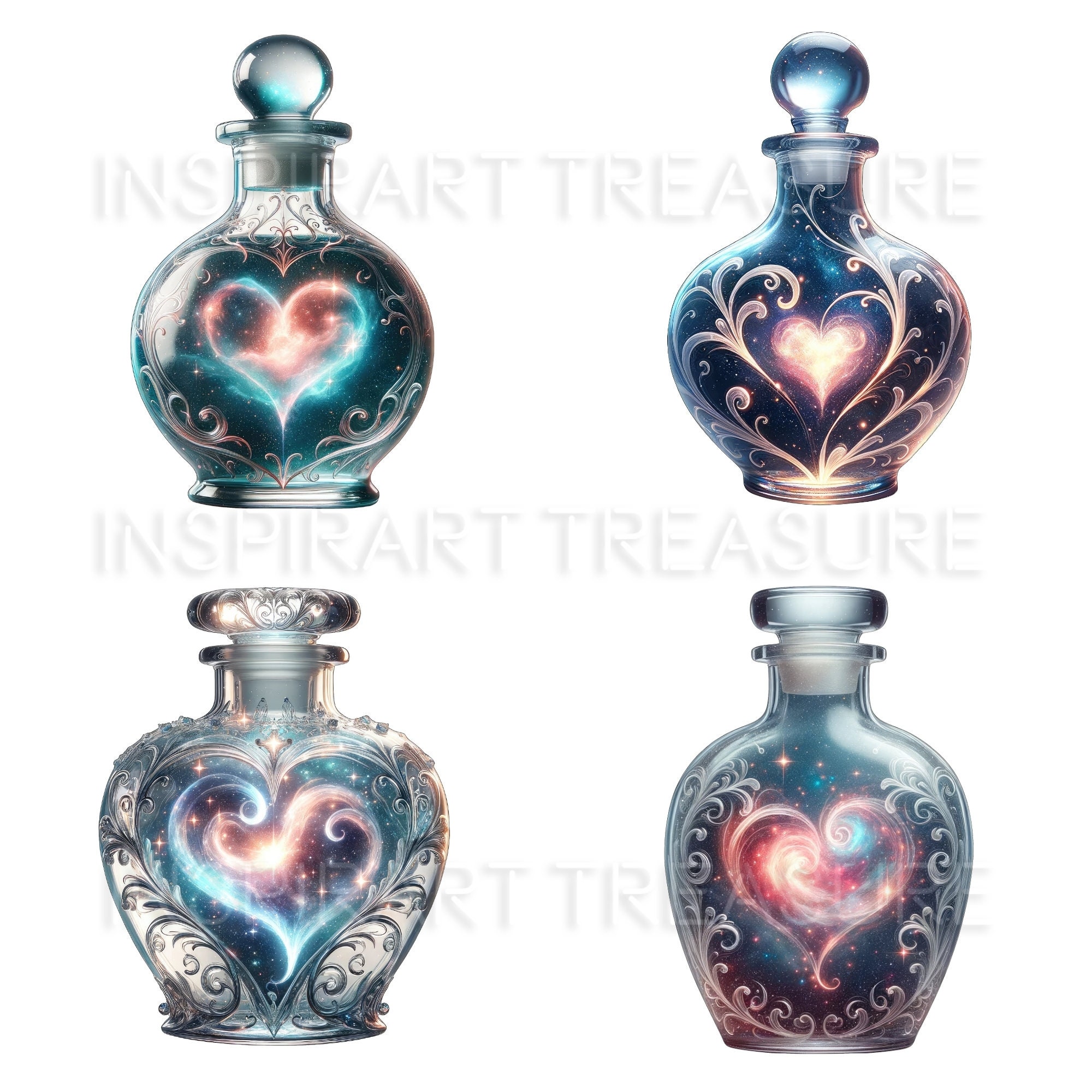 Watercolor Love Potion Bottle Clipart 2, Magical Potion Bottle, Digital ...