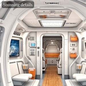 Sci-fi Clipart Space 01, Watercolor Spaceship Interior Clipart ...