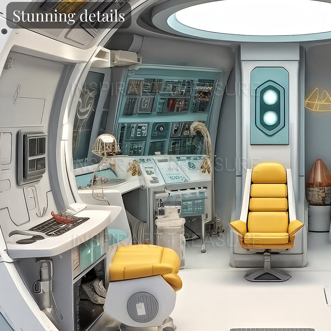 Sci-fi Clipart Space 01, Watercolor Spaceship Interior Clipart ...