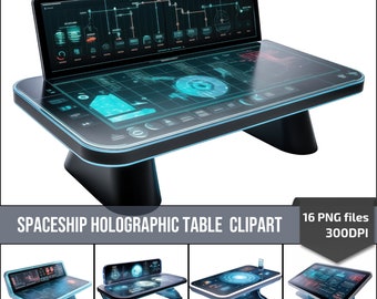 Imágenes prediseñadas holográficas de la tabla de control de la nave espacial, pantalla de interfaz 3D futurista, página de diario basura, imágenes prediseñadas de ciencia ficción artesanales de papel imprimibles