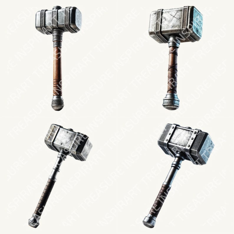 Silver War Hammer Clipart PNG Medieval Weapon Fantasy Combat Ready