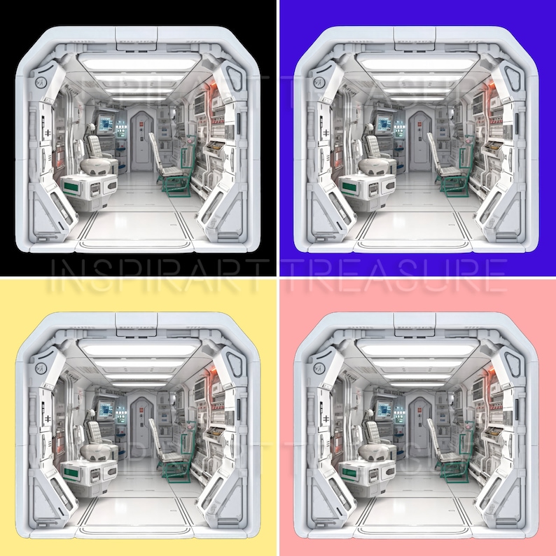 Sci-fi Clipart Space 02, Watercolor Spaceship Interior Clipart ...