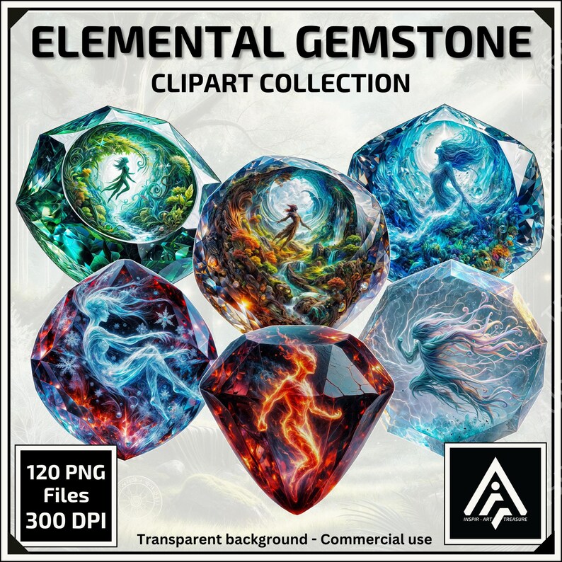 Elemental Gemstone Clipart Collection Gemstone Elemental Magic Item PNG ...
