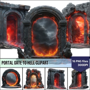 Impression de clipart Hell Gate pour projets de bricolage, accessoire de journal de magie noire, cadeau pour les amateurs de fantaisie, cadeau pour les amateurs de magie noire