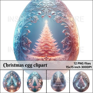 Festività natalizie Clipart di uova di Natale Design festivo digitale Ottimo per decorazioni natalizie fai-da-te Regalo di Natale unico Ornamenti di uova di Natale