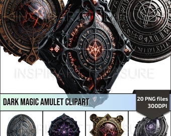Dark Magic Amulet Clipart, Negative Energy Mysterious Artefact, Ideal for Dark Arts Magic Book, Negative Design, Unique Fantasy Lover Gift