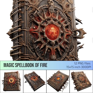 Druckbares Zauberbuch 03, Fantasy Hexerei Clipart, digitales Scrapbook, Mystic Paper Kit, Magic Junk Journal Seite