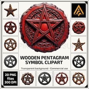 Pentagramme en bois wicca PNG Clipart imprimable article rituel PNG symbole mystique Art pour projets de bricolage idéal pour les amateurs de symbolisme occulte