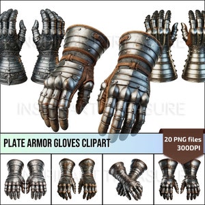 Plate Armstulpen Handschuhe Clipart Gepanzerter Handschuh Clipart Mittelalterliche Ritter Gauntlet Rüstung für DIY-Projekte Perfektes Geschenk für mittelalterliche Liebhaber