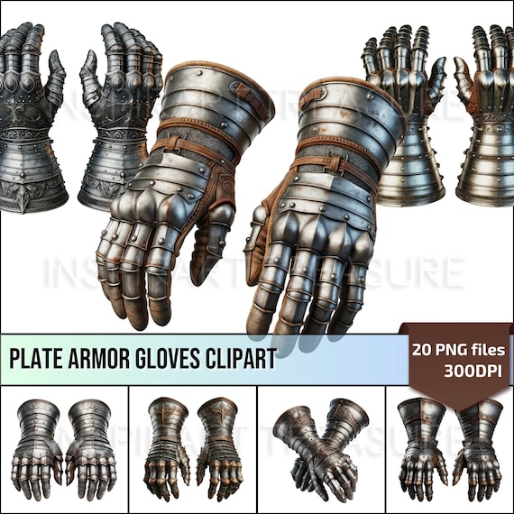 Plate Armor Gloves Clipart Armored Gauntlet Clipart Medieval Knight Gauntlet Armor for DIY Projects Perfect Gift for Medieval Lovers