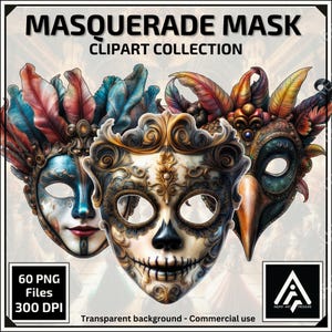 Venezianische Maskerade Maske Clipart Sammlung Printable Fantasy Maske PNG Venedig Karneval Maske Clipart für Maskenbälle und Halloween-Geschenke
