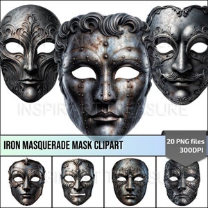 Iron Masquerade Mask Clipart PNG Karnevalsmasken für Männer, ideal für DIY-Projekte oder Karnevalsdekoration, perfektes Geschenk für Karnevalsliebhaber