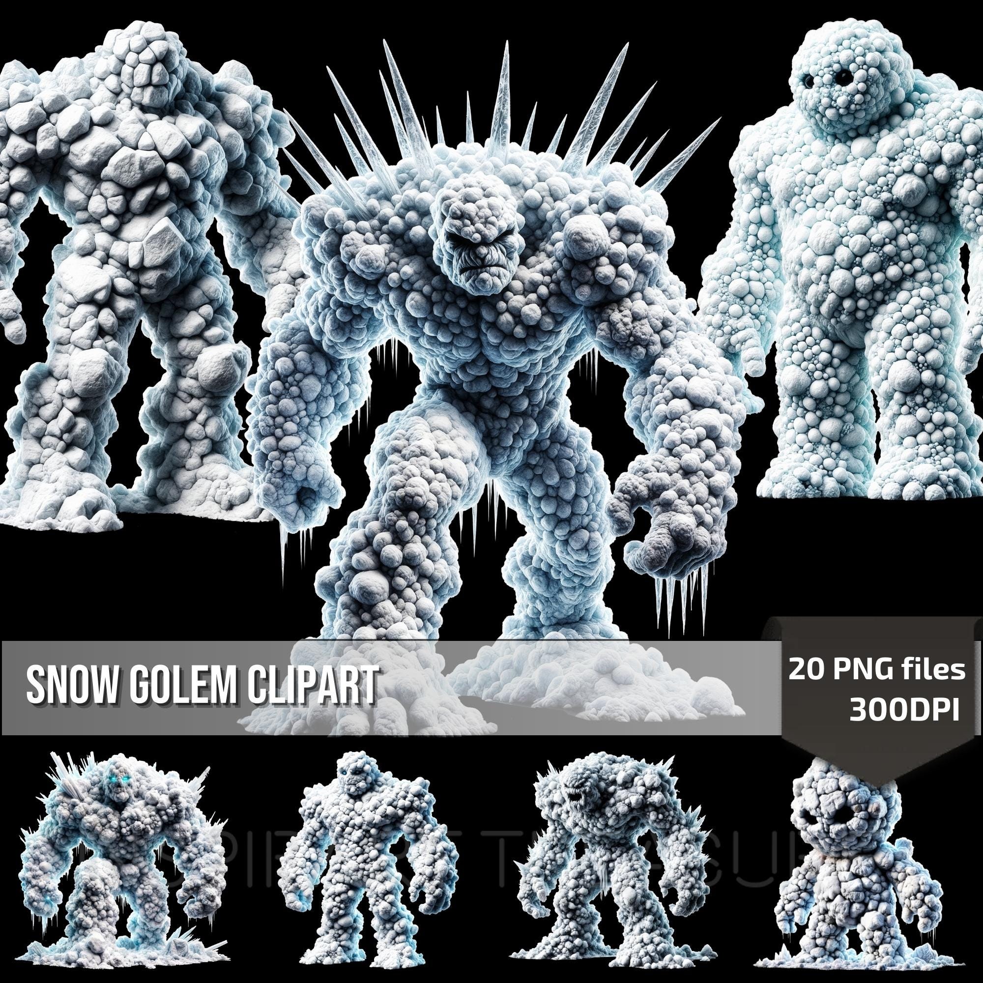 Snow Ice Golem Clipart, Mythical Creature PNG Fantasy Scrapbook