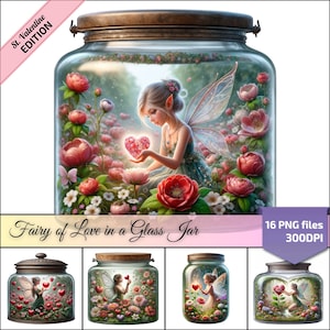 Fee der Liebe PNG Clipart, Garten der Liebe im Glas der Herzen, romantische Fantasy Kunst, Valentinstag Geschenk
