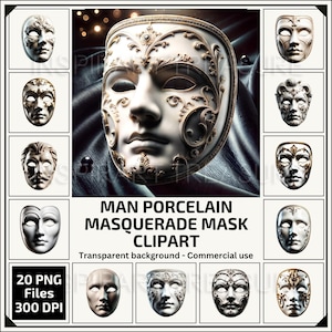 Porseleinen maskerade man masker clipart png afdrukbaar carnaval Victoriaans masker ideaal voor carnaval decoratie perfect voor gentleman print cadeau