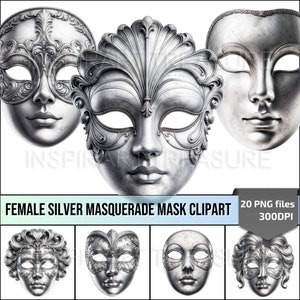 Silberne Maskerade-Maske Clipart PNG Karnevalsmasken für Frauen, ideal für DIY-Projekte oder Karnevalsdekoration, perfektes Geschenk für Karnevalsliebhaber