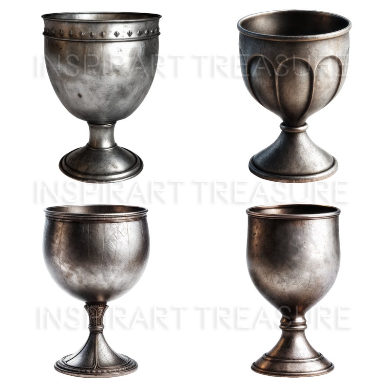 Fantasy Metal Wine Goblet Clipart PNG Realistic Metal Wine Cup Design