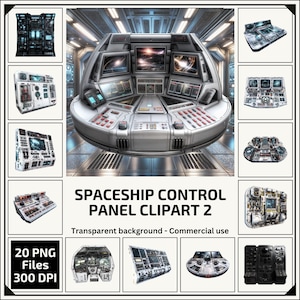 Panel de control de nave espacial PNG Clipart Acuarela, Kit de álbum de recortes digital de ciencia ficción, Manualidades de papel imprimibles para diario basura, Regalo para entusiastas del espacio