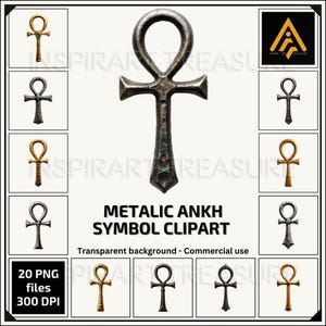 Croix d'Ankh égyptienne PNG, fer patiné, argent, or Ankh PNG, ensemble d'art symbole mystique pour projets de bricolage pour les amateurs d'art symbole égyptien